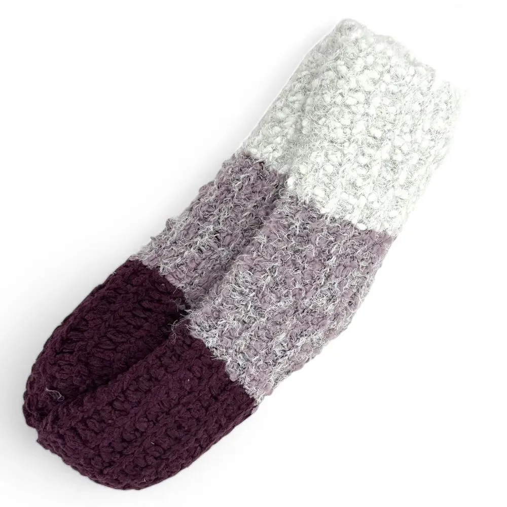 Muk Luks Purple Stripe Cabin Socks Shea Butter Infused No Slip S/M 6-8